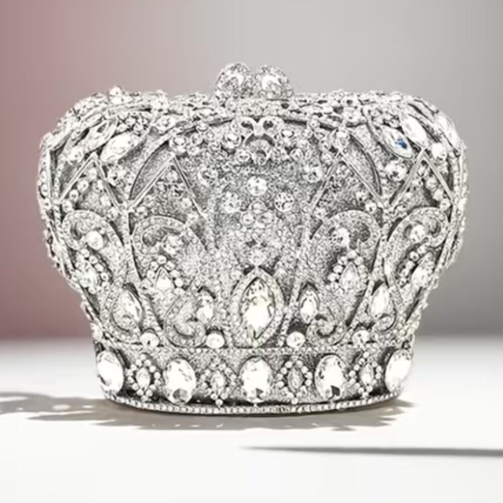 GORGEOUS  WOMENS OR MENS RHINESTONE CROWN SHAPE CLUTCH PURSE